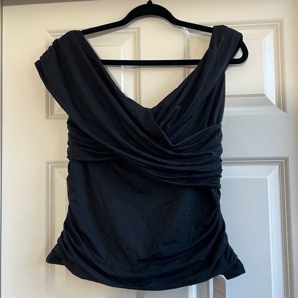 Off-The-Shoulder Ruched Wrap Top - Picture 2 of 10